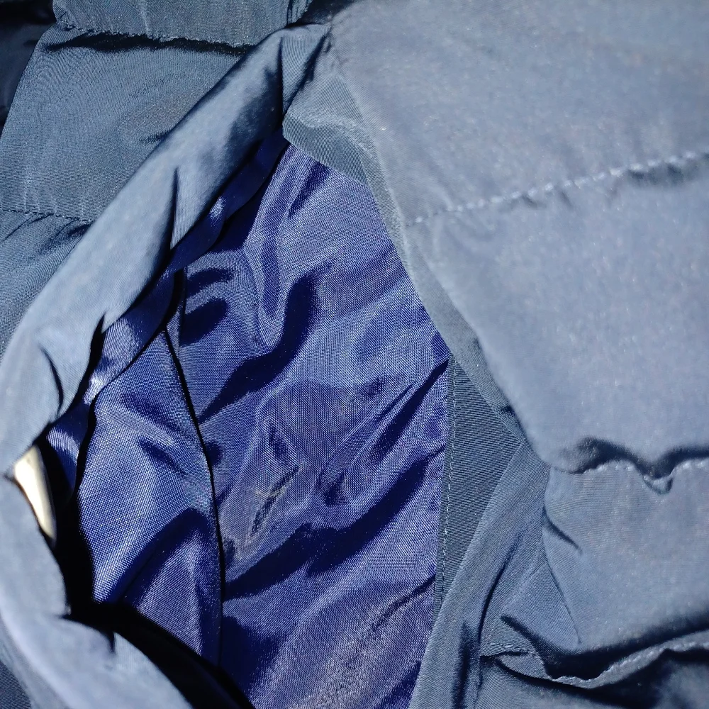 Talbots Dark Blue Puffer Coat with Faux Fur Hood - Picture 9 of 13